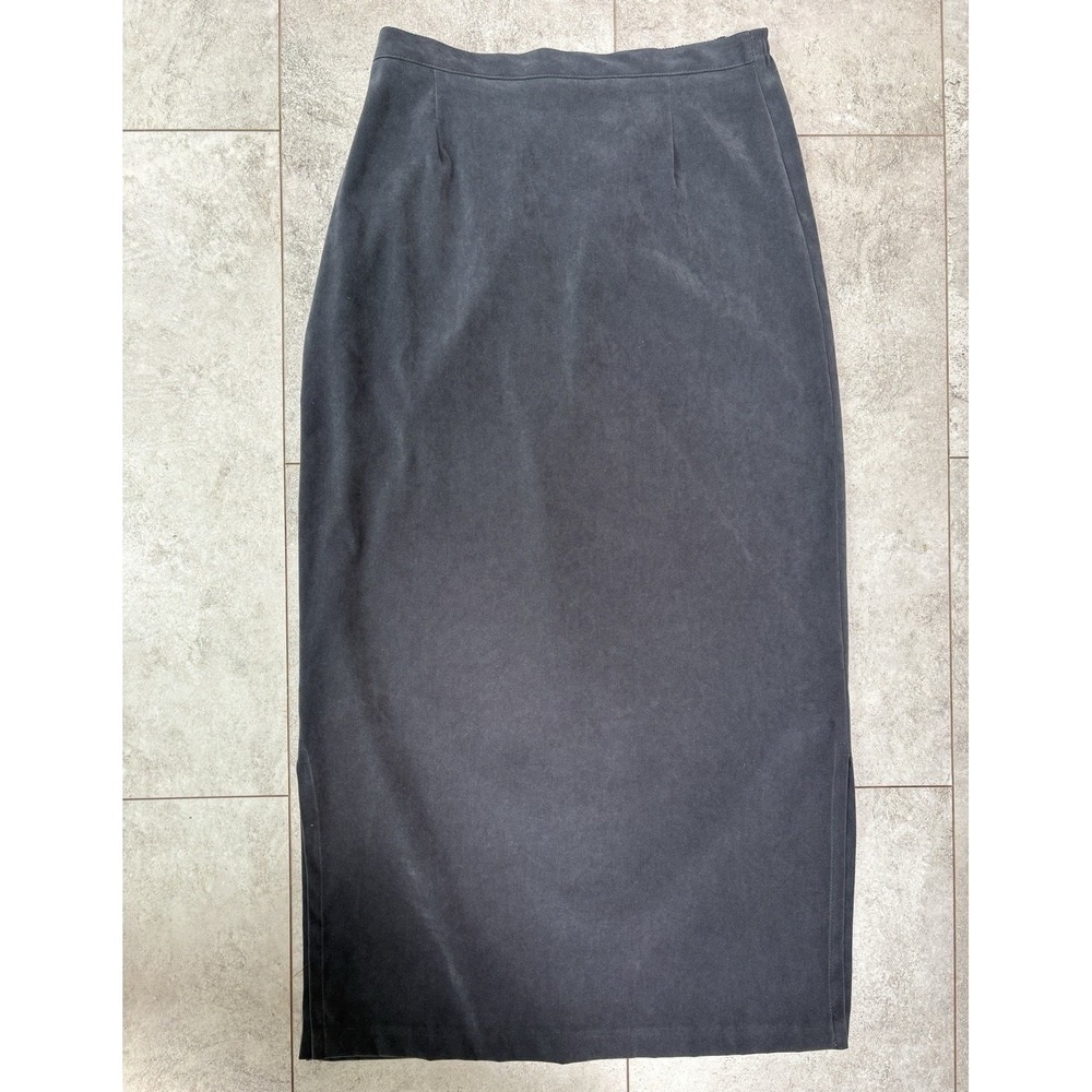 Vintage CLIO Gray Midi Pencil Skirt Made in USA Size Medium Preppy Y2K Academia